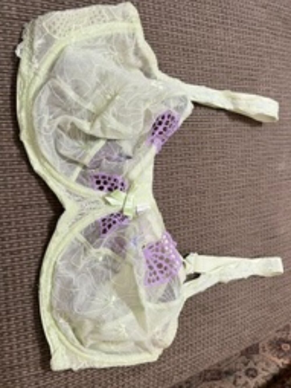 Simone Perele Lime Green and Lavendar Lacy Underwire Bra